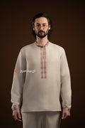 Men’s Embroidered Shirt “Kniazha (2)” (Gray)