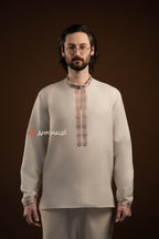 Men’s Embroidered Shirt “Kniazha (2)” (Gray)