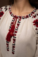 Embroidered Dress “Zlahoda (2)” (Beige)