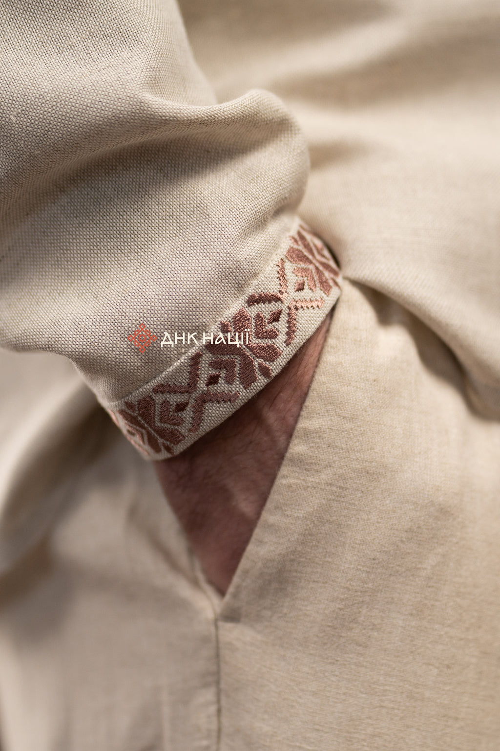 Men’s Embroidered Shirt “Kniazha (2)” (Gray)