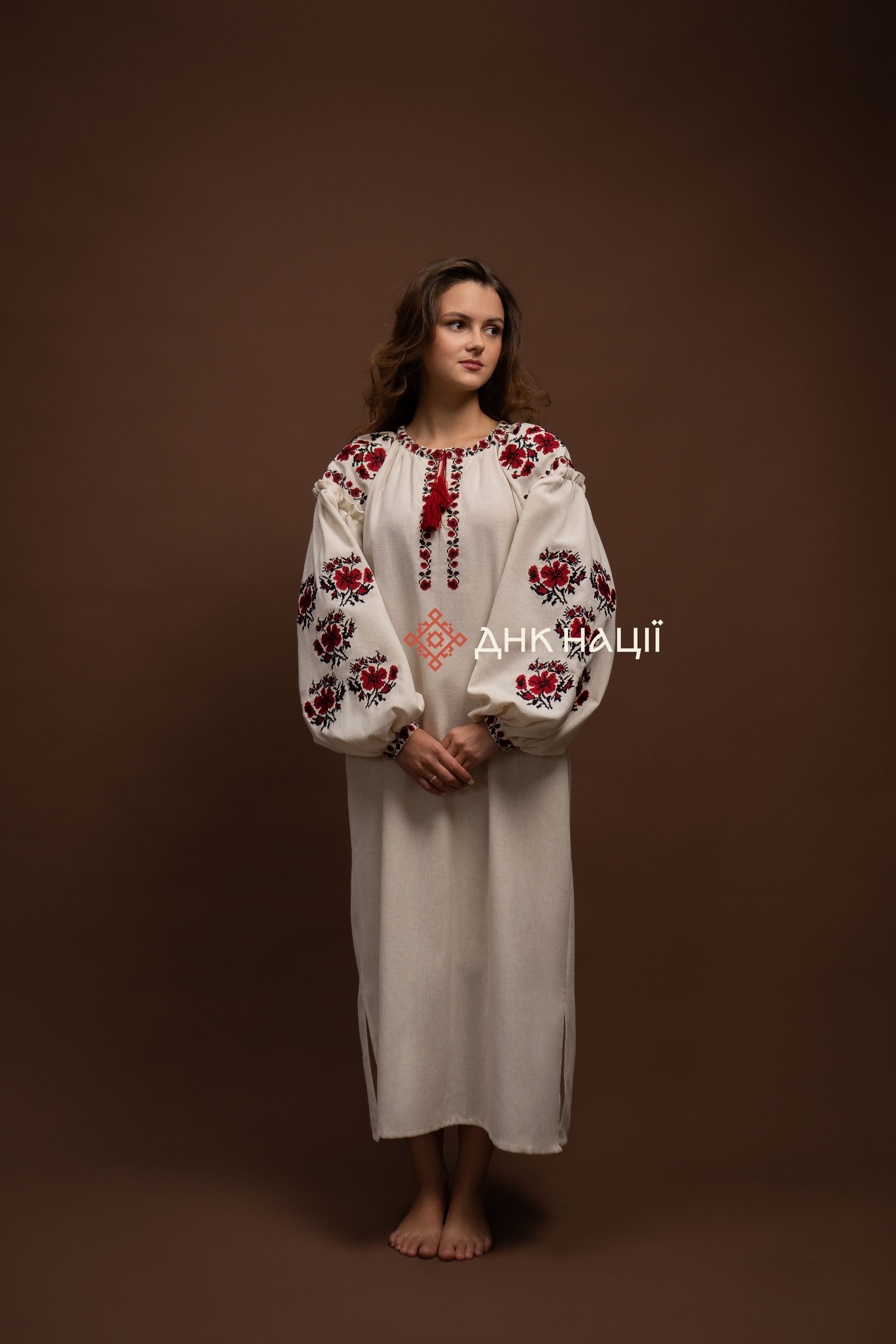 Embroidered Dress “Zlahoda (2)” (Beige)