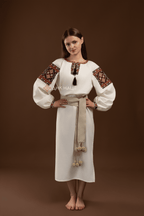 Вишита сукня "Бистриця (2)"(молочна)