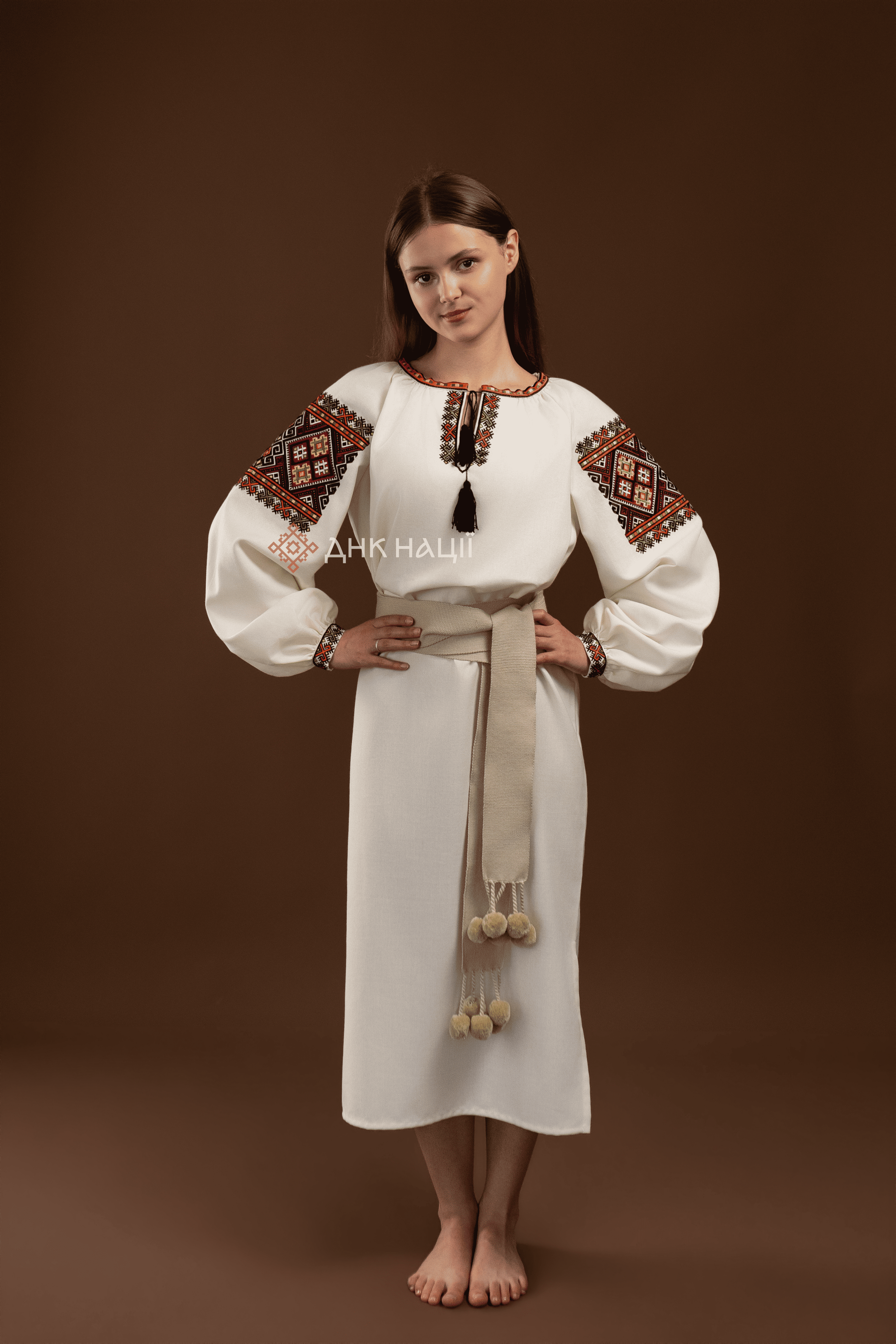 Вишита сукня "Бистриця (2)"(молочна)