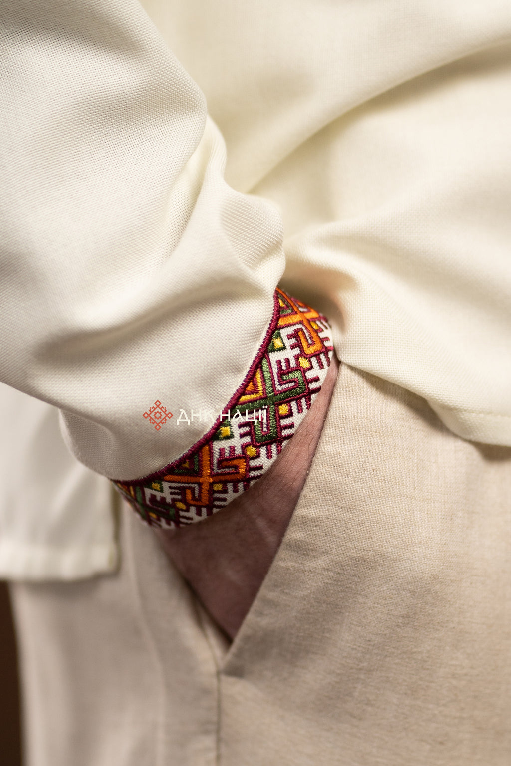 Men's Vyshyvanka "Bystrytsia (1)" (milky-white)