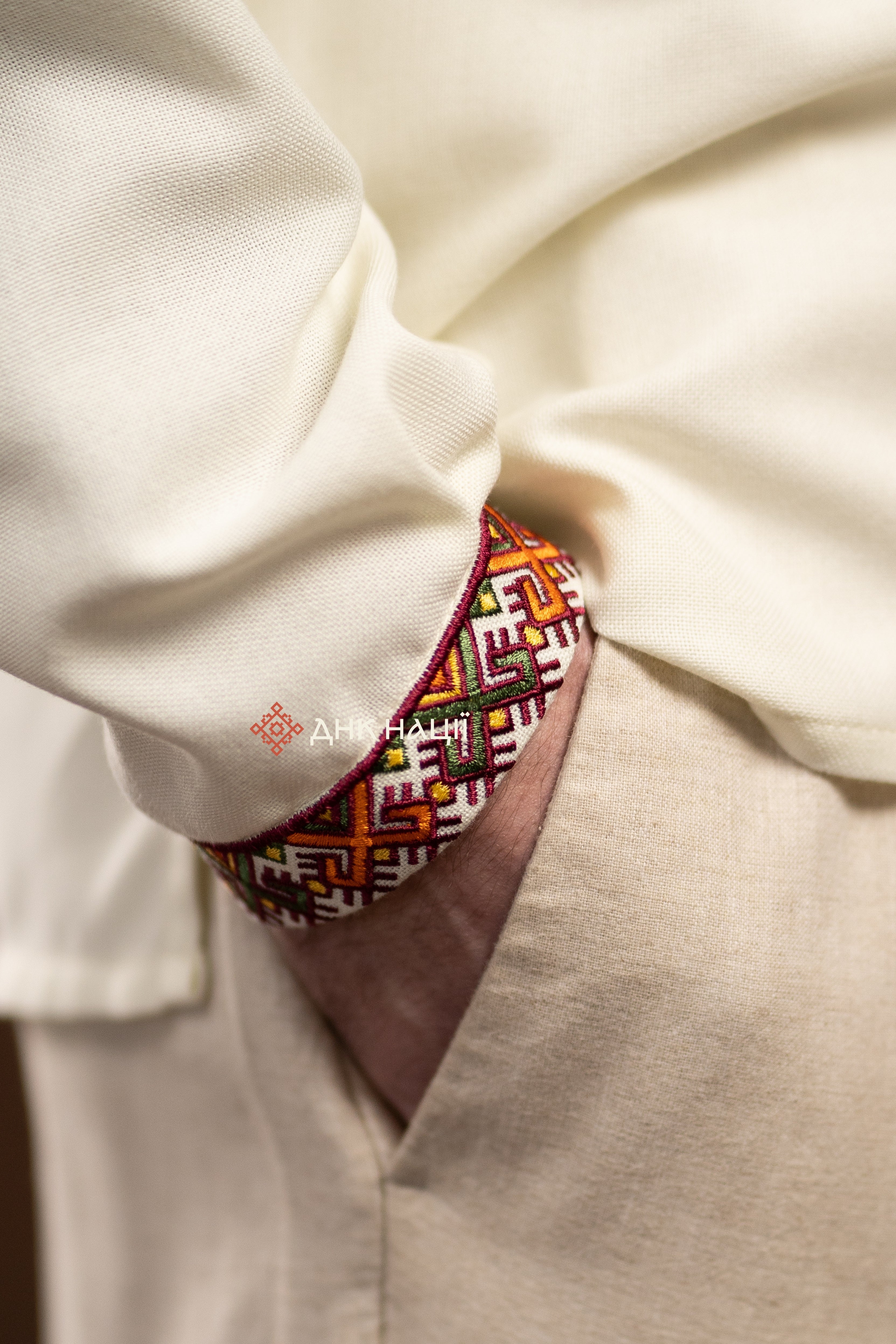 Men's Vyshyvanka "Bystrytsia (1)" (milky-white)