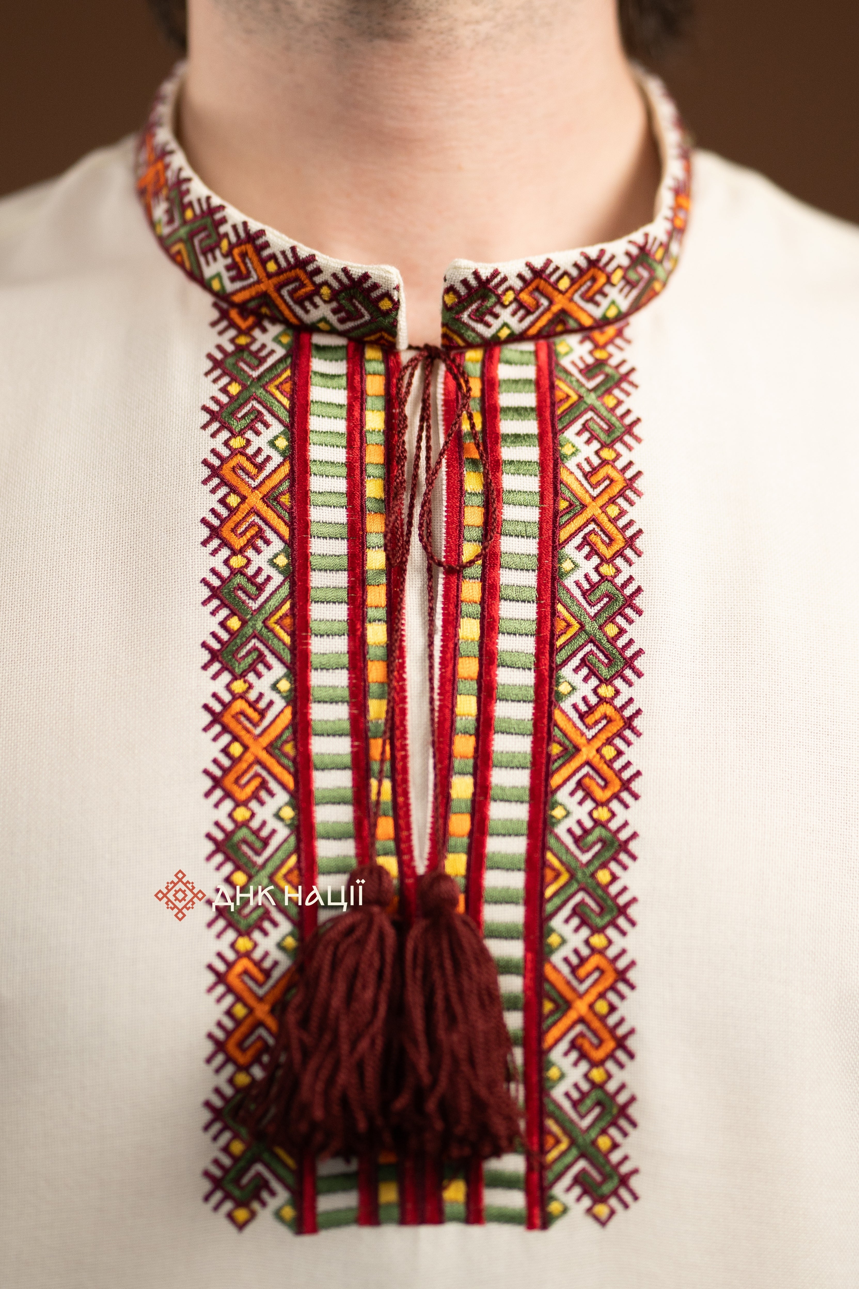 Men's Vyshyvanka "Bystrytsia (1)" (milky-white)