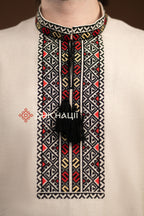 Men’s Embroidered Shirt “Cheremosh (1)” (Beige)