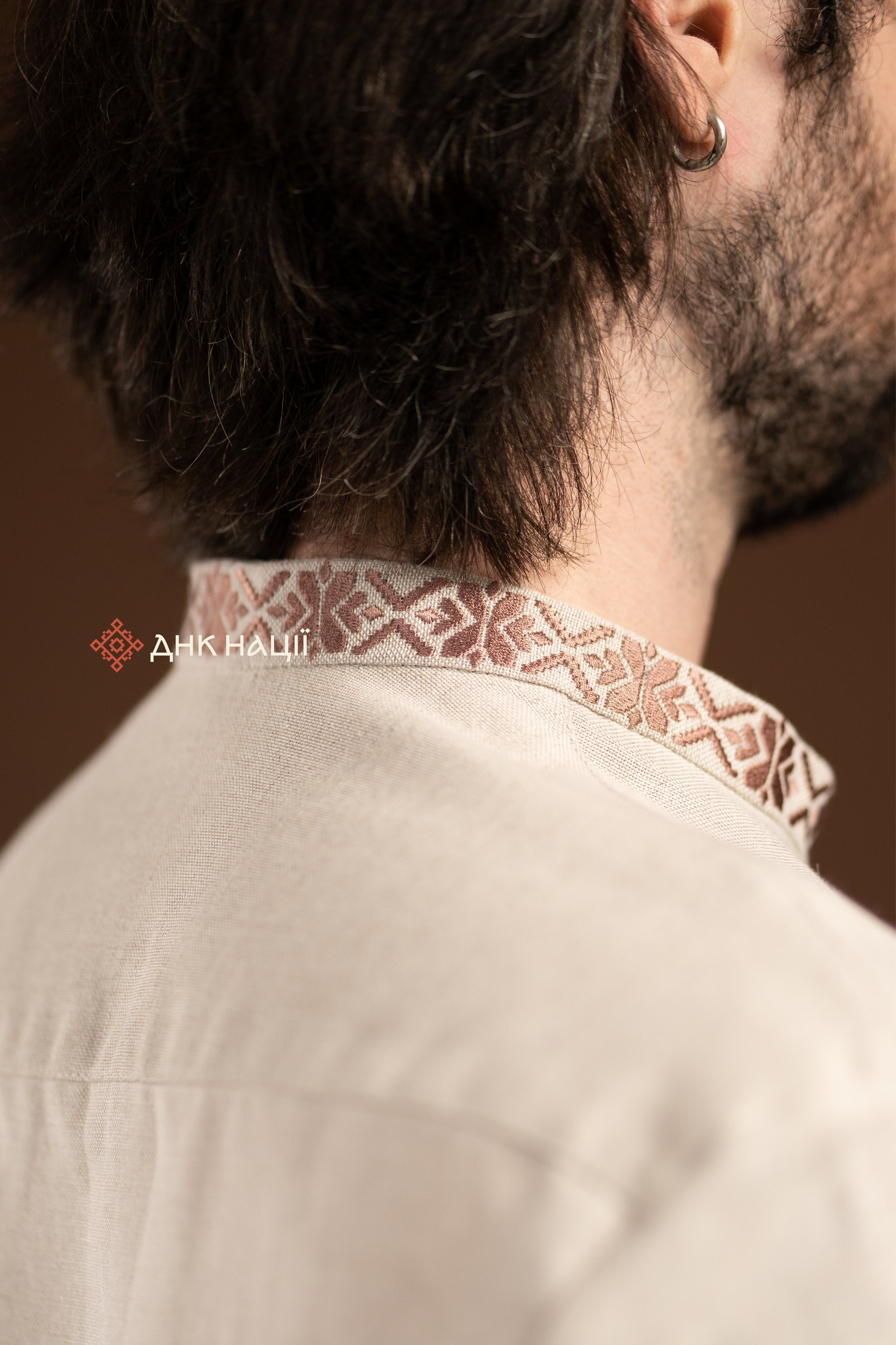 Men’s Embroidered Shirt “Kniazha (2)” (Gray)