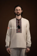 Men’s Embroidered Shirt “Cheremosh (1)” (Beige)