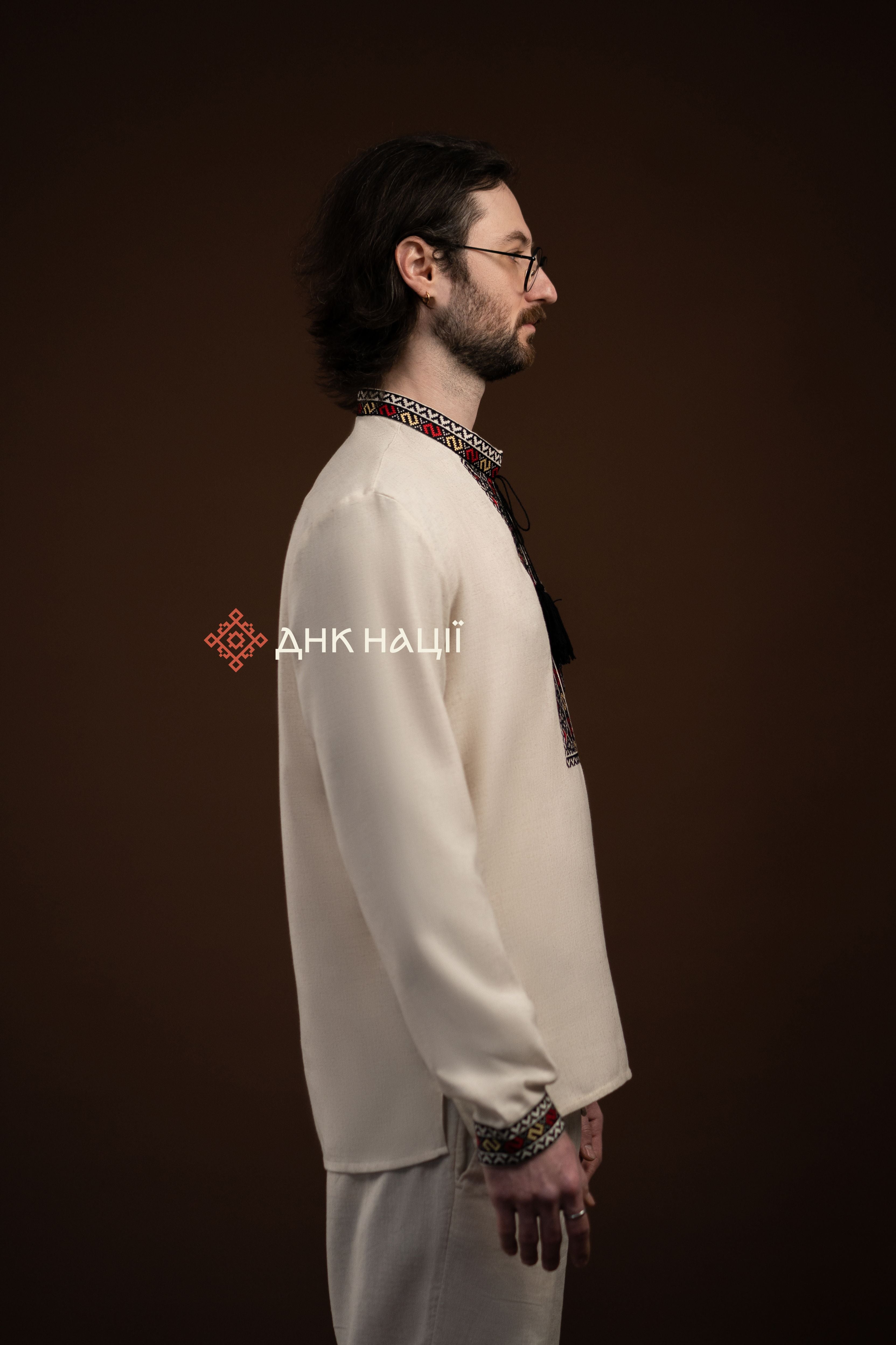 Men’s Embroidered Shirt “Cheremosh (1)” (Beige)