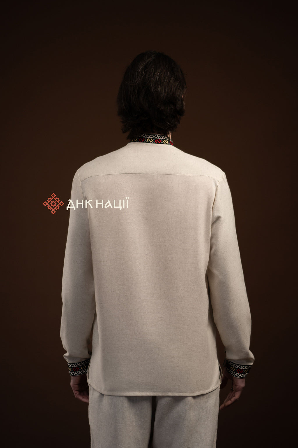 Men’s Embroidered Shirt “Cheremosh (1)” (Beige)