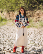 Вишита сукня "Борщівська"(сіра)