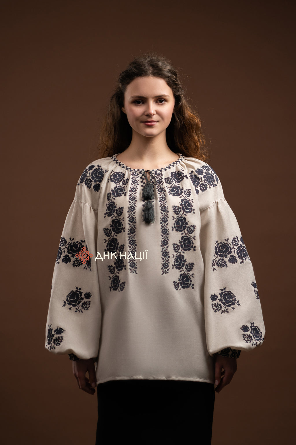Women’s Embroidered Blouse “Zakvitchana (1)” (Gray)