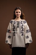 Women’s Embroidered Blouse “Zakvitchana (1)” (Gray)