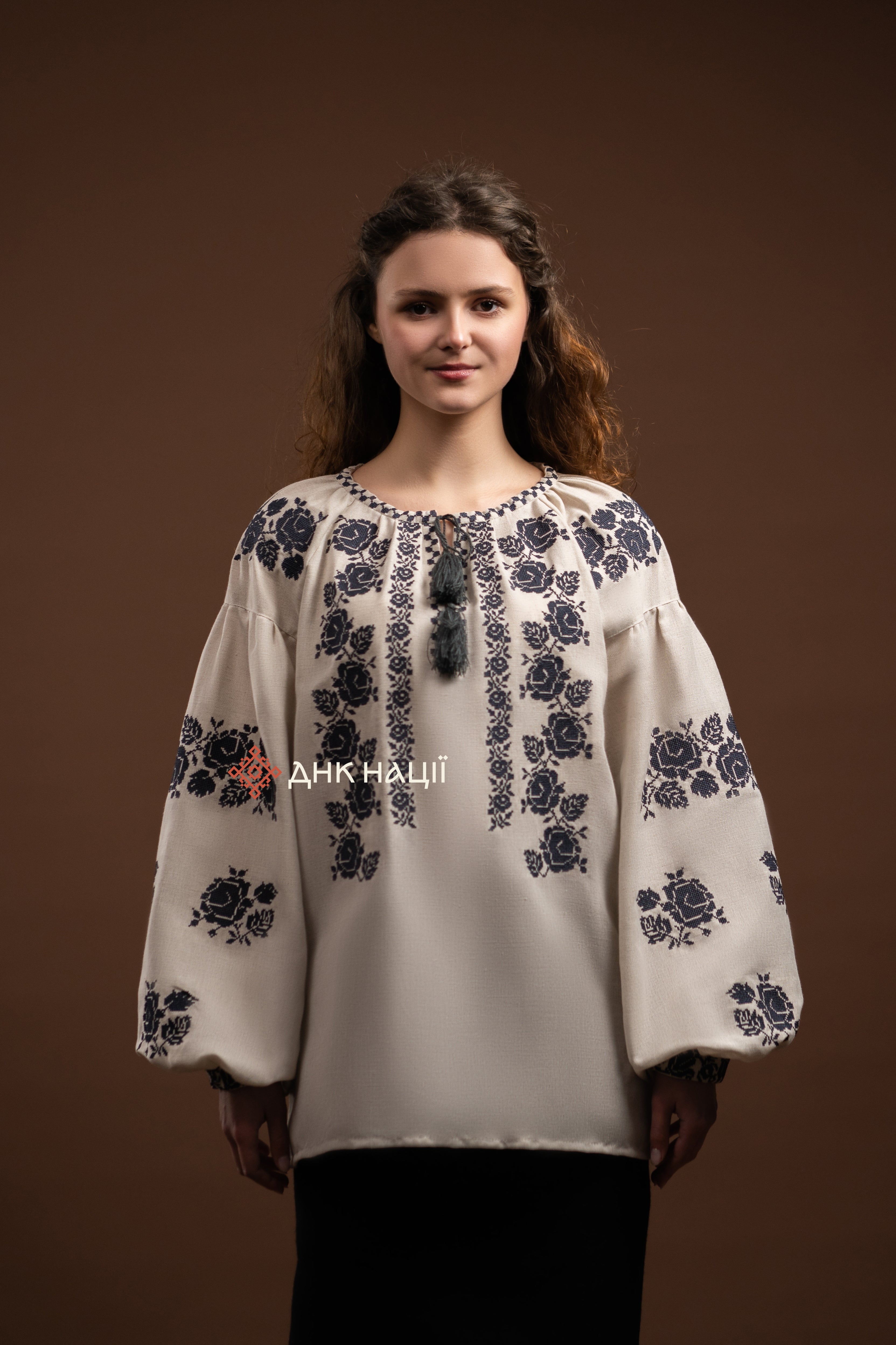 Women’s Embroidered Blouse “Zakvitchana (1)” (Gray)