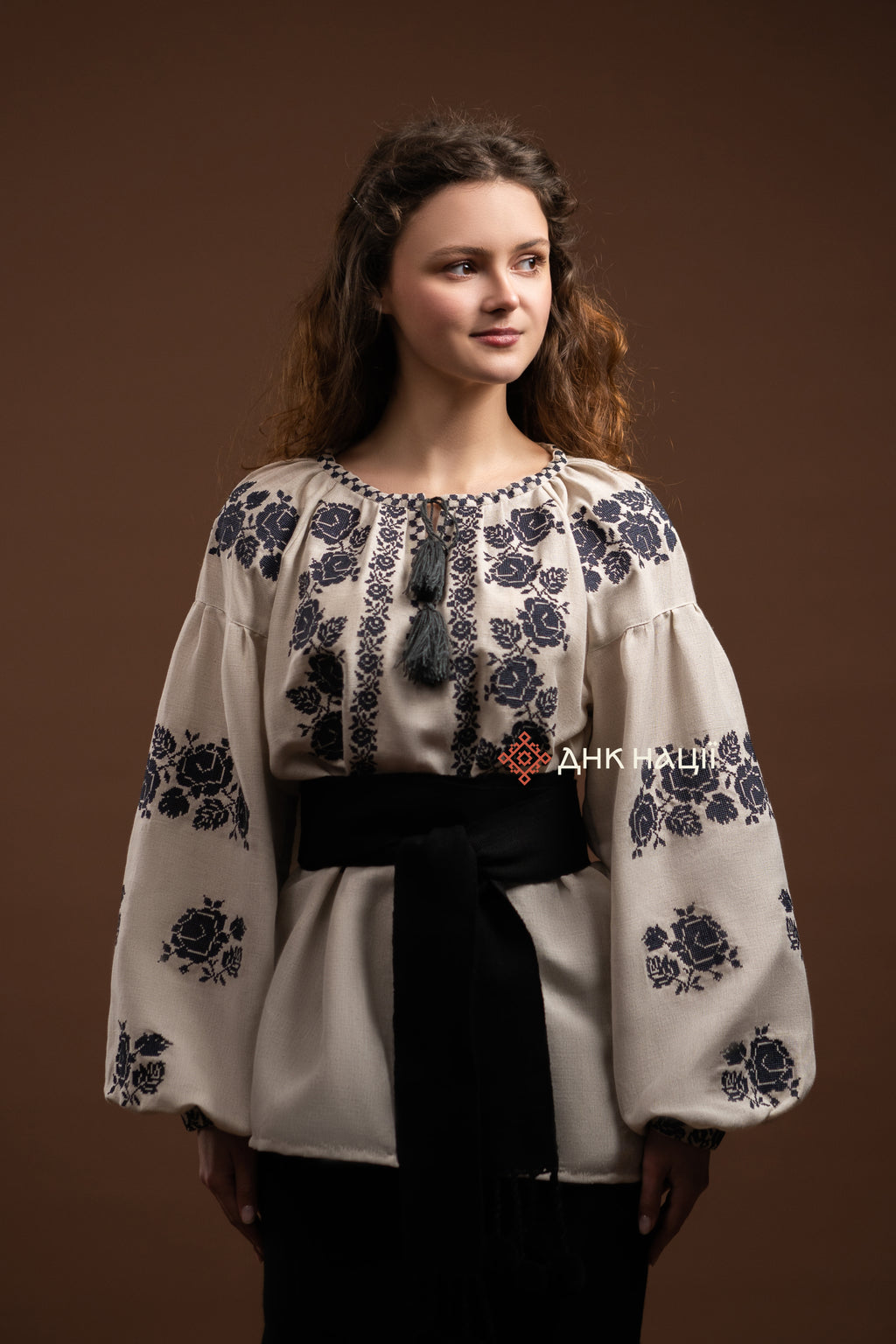 Women’s Embroidered Blouse “Zakvitchana (1)” (Gray)