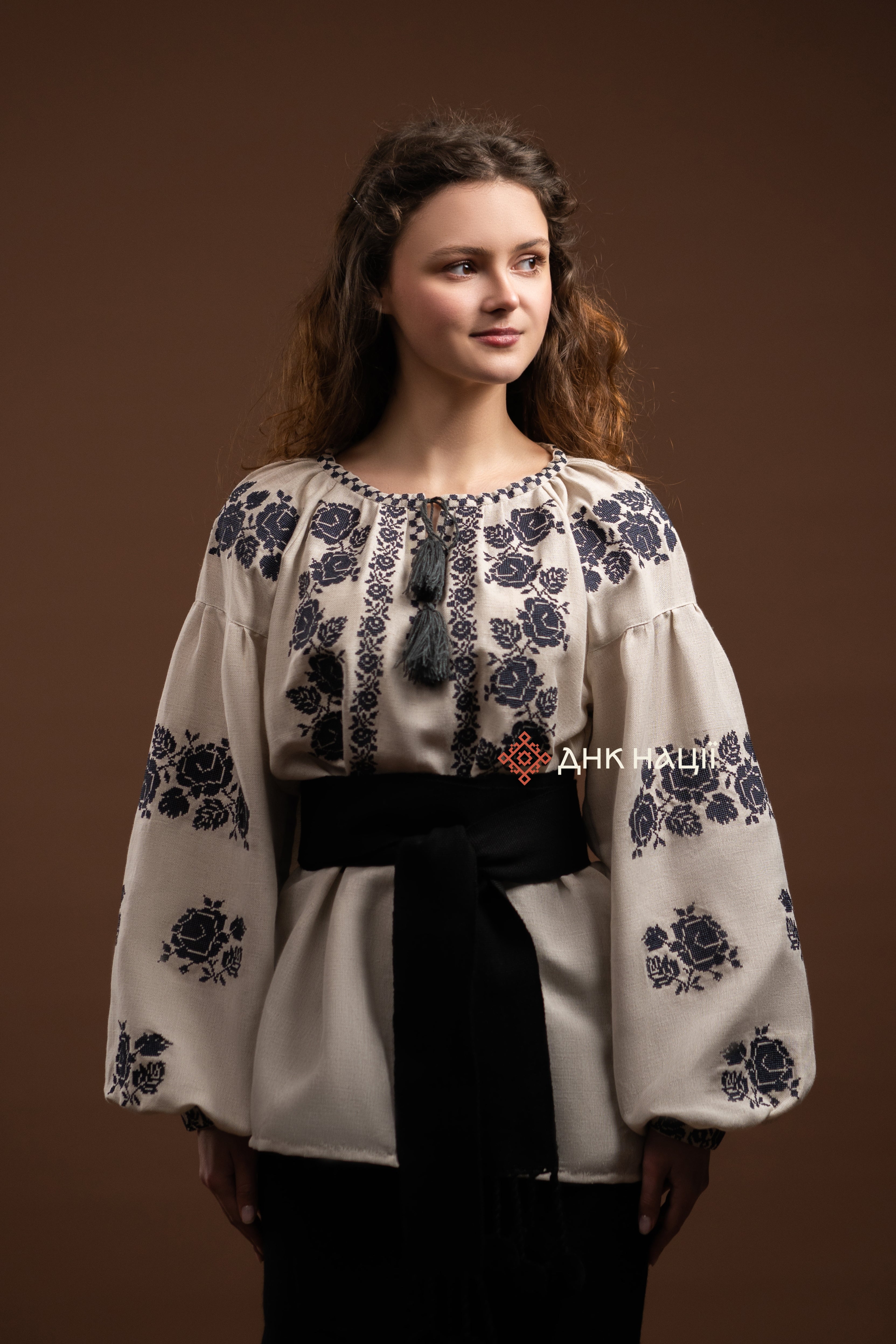 Women’s Embroidered Blouse “Zakvitchana (1)” (Gray)