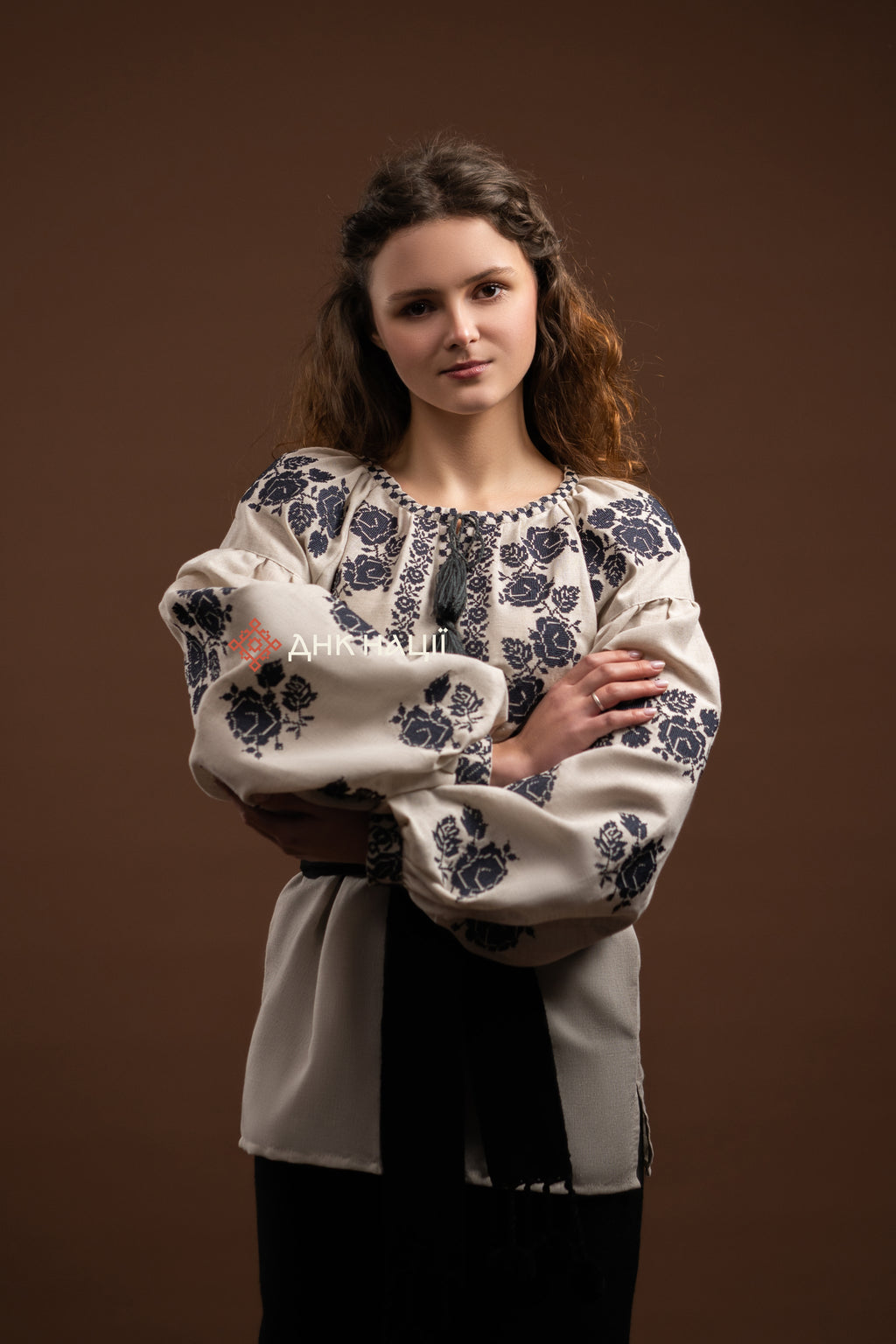 Women’s Embroidered Blouse “Zakvitchana (1)” (Gray)
