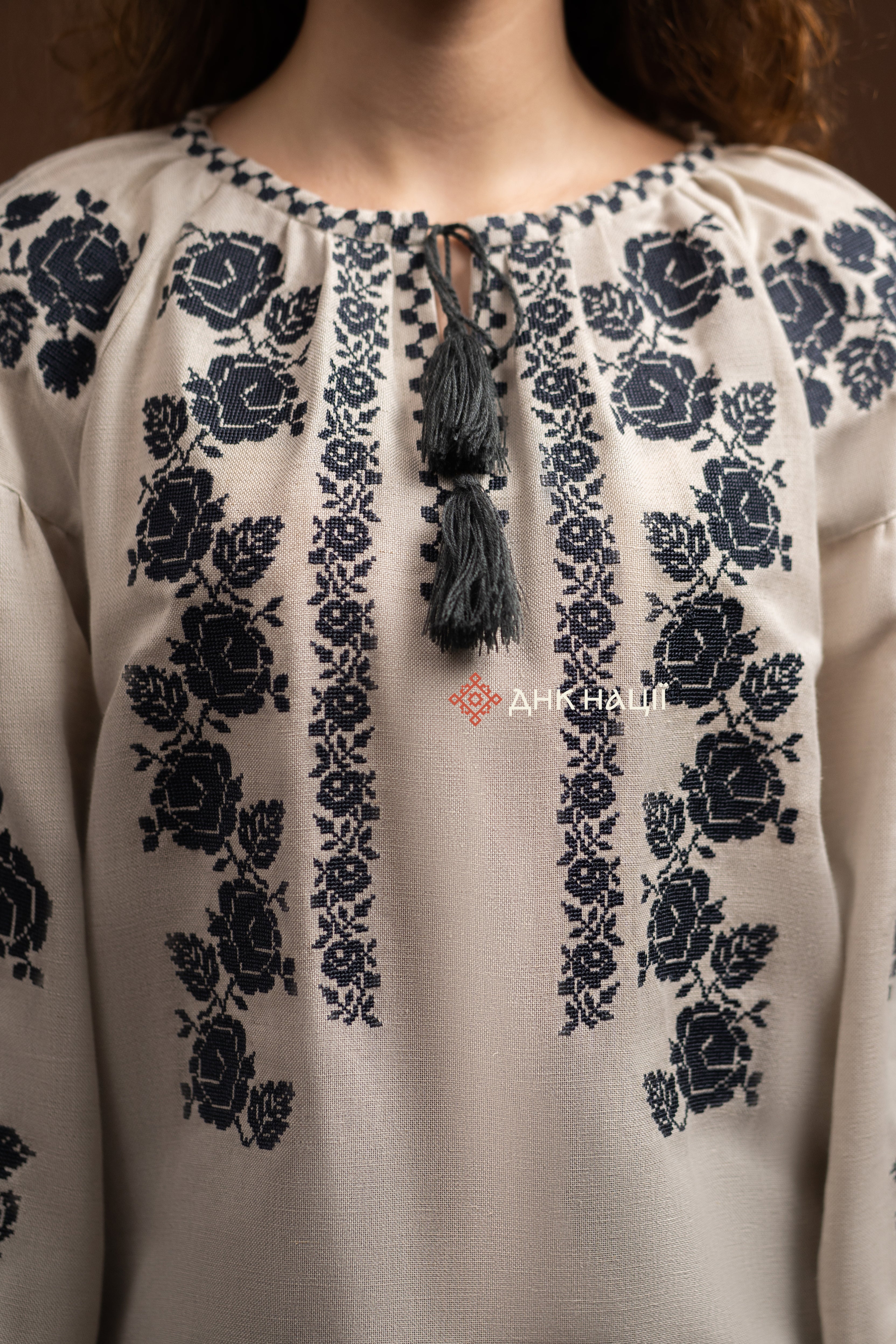 Women’s Embroidered Blouse “Zakvitchana (1)” (Gray)