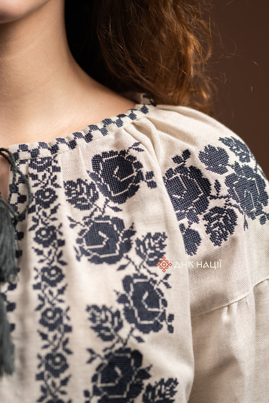 Women’s Embroidered Blouse “Zakvitchana (1)” (Gray)