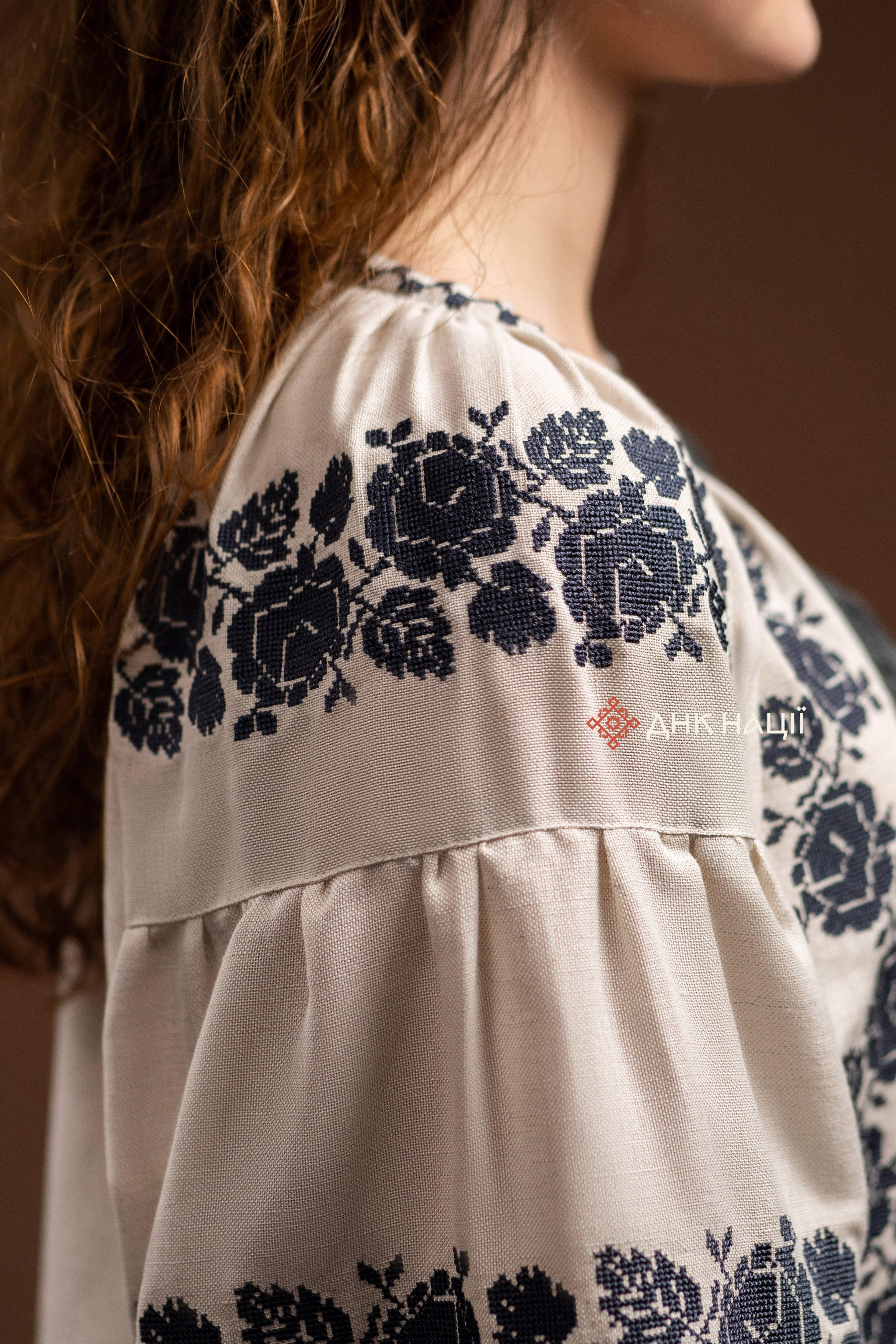 Women’s Embroidered Blouse “Zakvitchana (1)” (Gray)