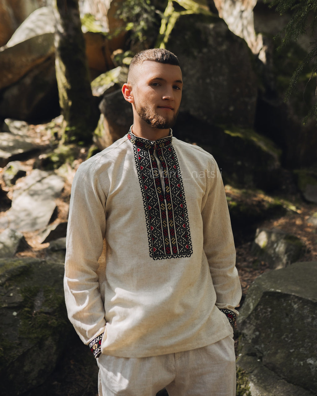 Вишиванка чоловіча "Черемош (1)"(бежева)