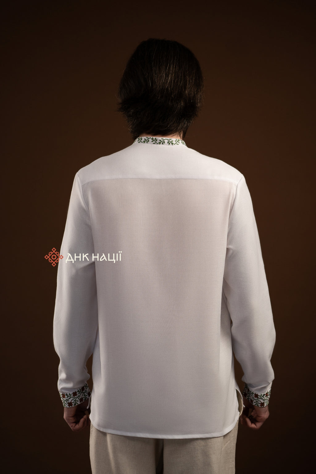 Men’s Embroidered Shirt “Koketka (2)” (Beige)