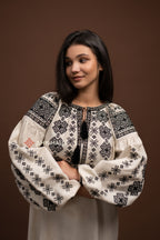 Embroidered Dress “Cheremosh (3)” (Beige)