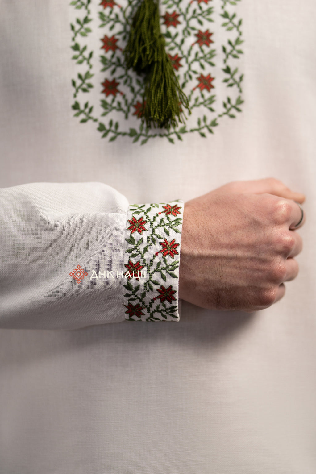 Men’s Embroidered Shirt “Koketka (2)” (Beige)