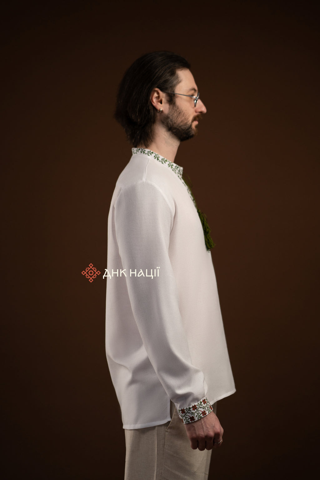 Men’s Embroidered Shirt “Koketka (2)” (Beige)
