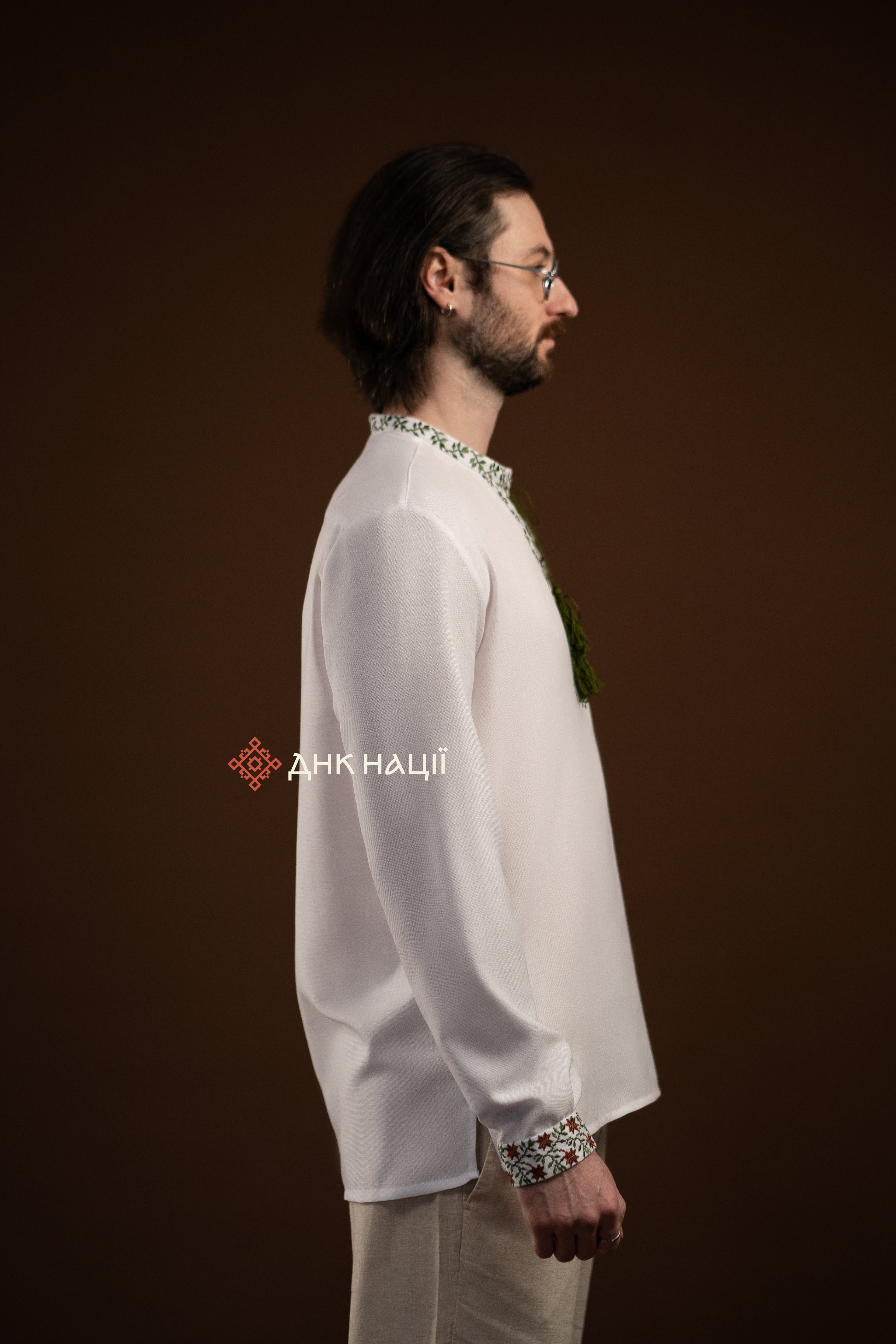 Men’s Embroidered Shirt “Koketka (2)” (Beige)
