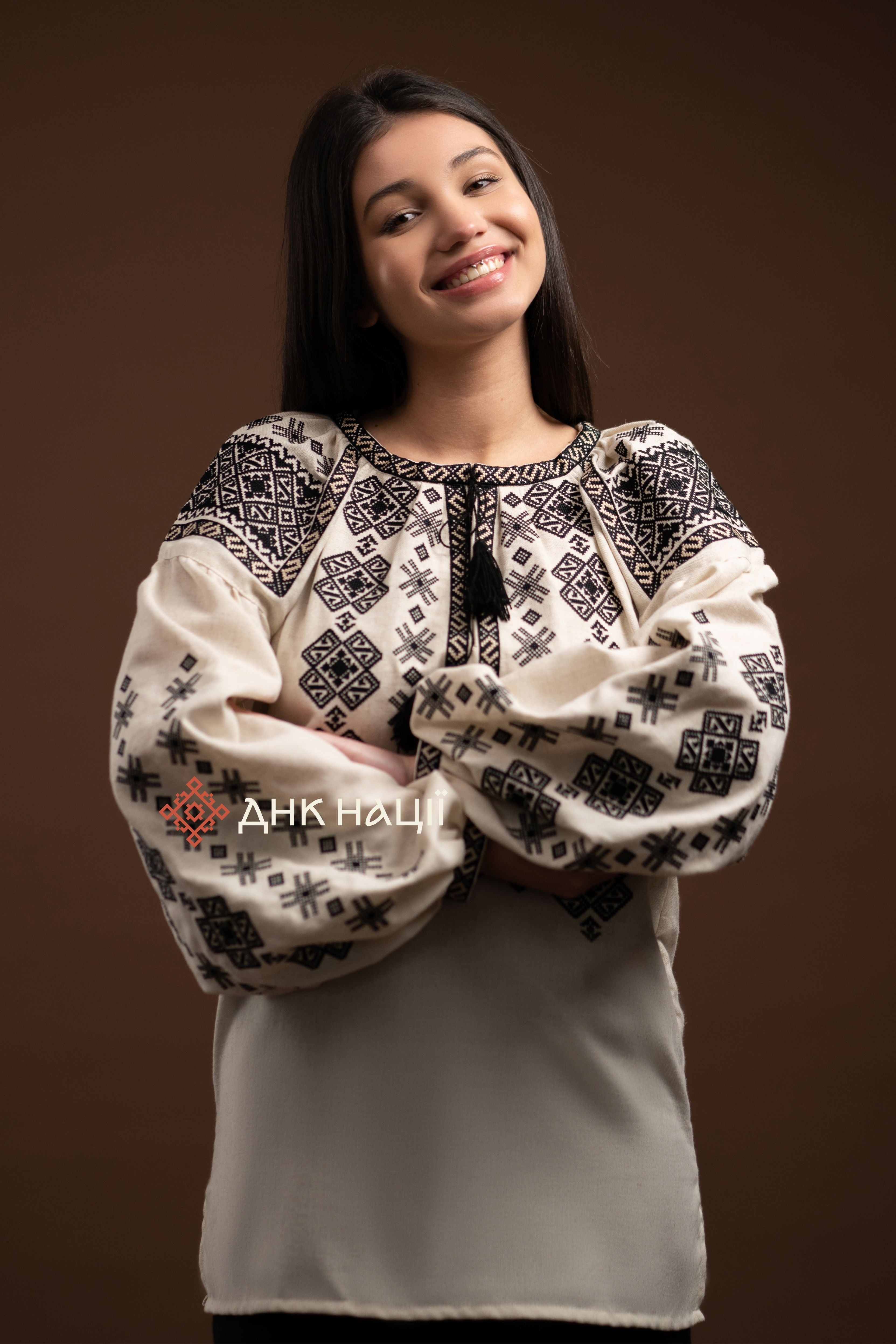 Women’s Embroidered Blouse “Cheremosh (3)” (Beige)