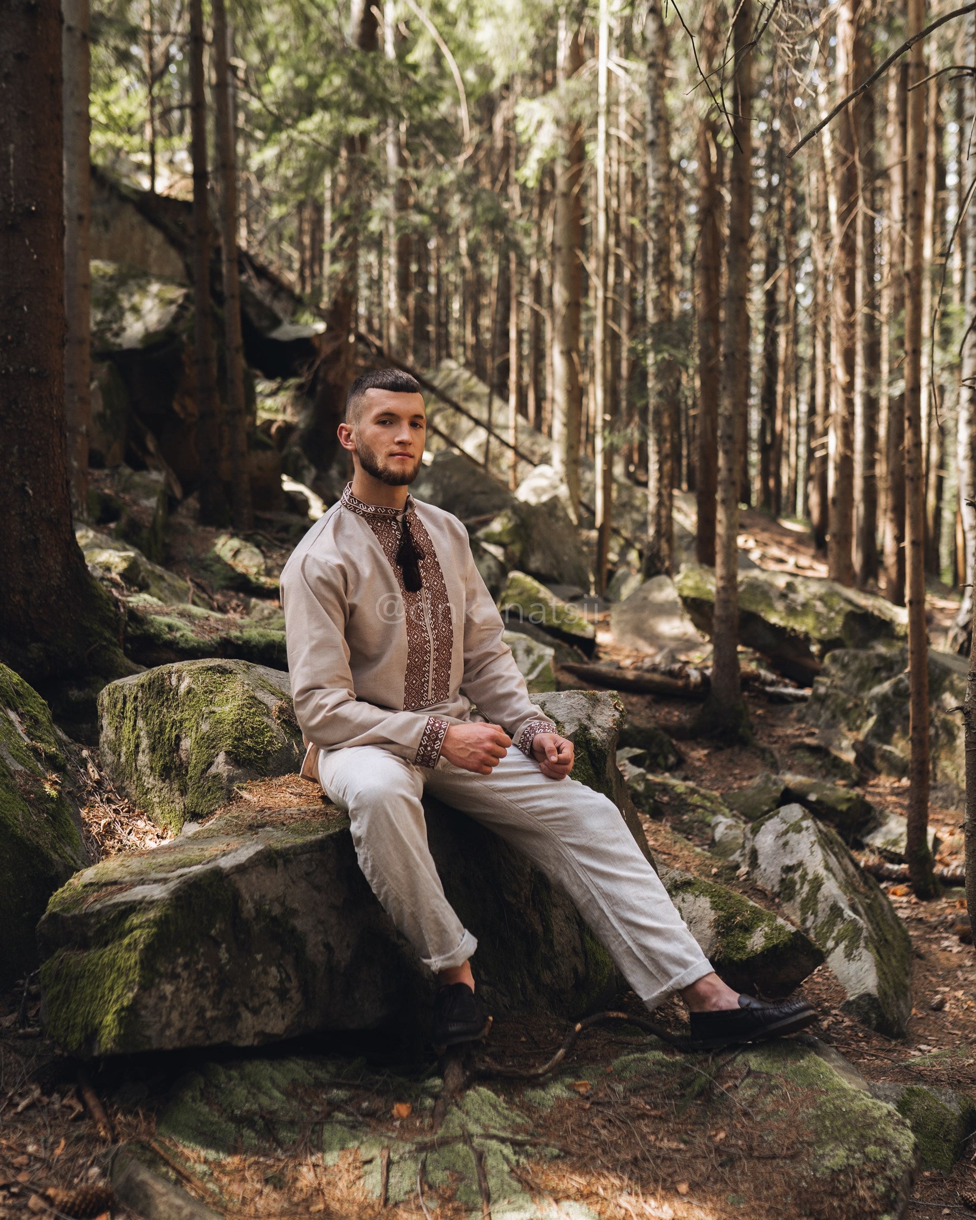 Вишиванка чоловіча "Благовільна"(коричнева)