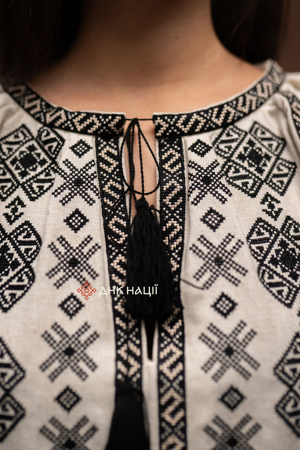 Embroidered Dress “Cheremosh (3)” (Beige)