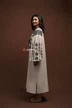 Embroidered Dress “Cheremosh (3)” (Beige)