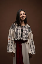 Embroidered Dress “Cheremosh (3)” (Beige)
