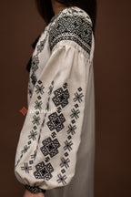 Embroidered Dress “Cheremosh (3)” (Beige)