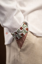 Men’s Embroidered Shirt “Koketka (2)” (Beige)
