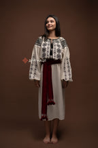 Embroidered Dress “Cheremosh (3)” (Beige)