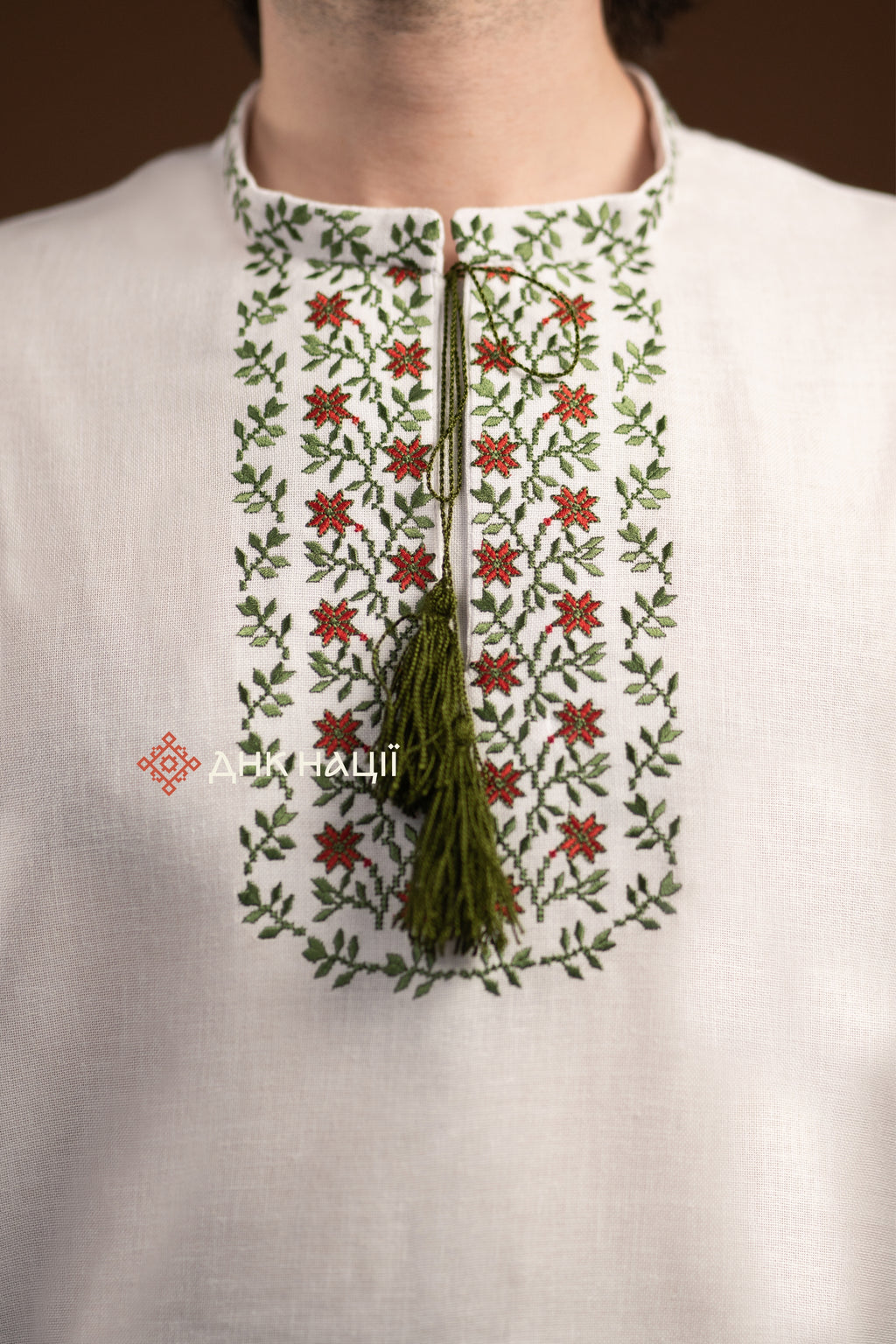 Men’s Embroidered Shirt “Koketka (2)” (Beige)