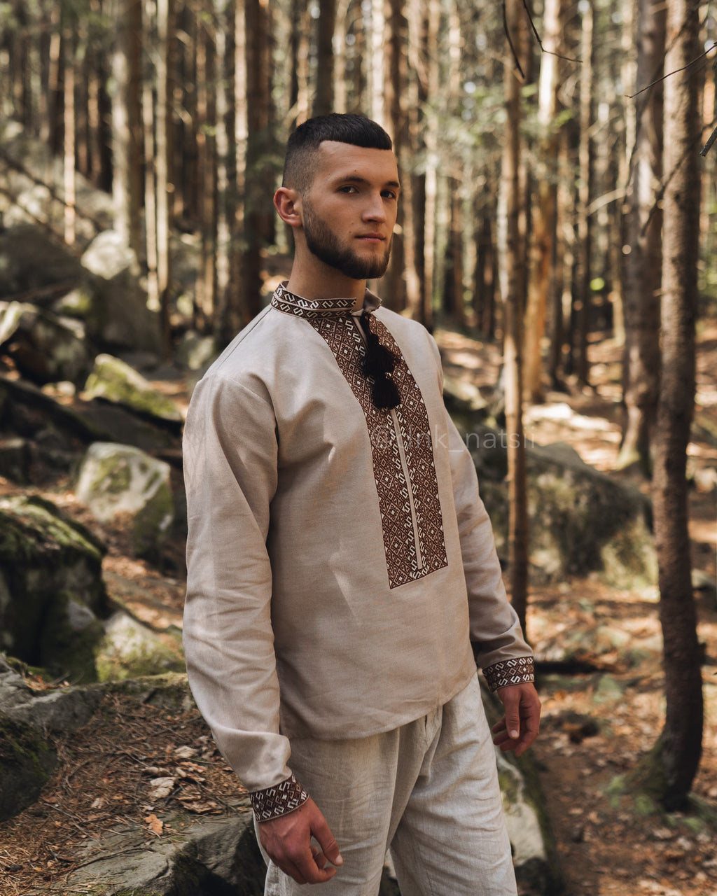 Вишиванка чоловіча "Благовільна"(коричнева)