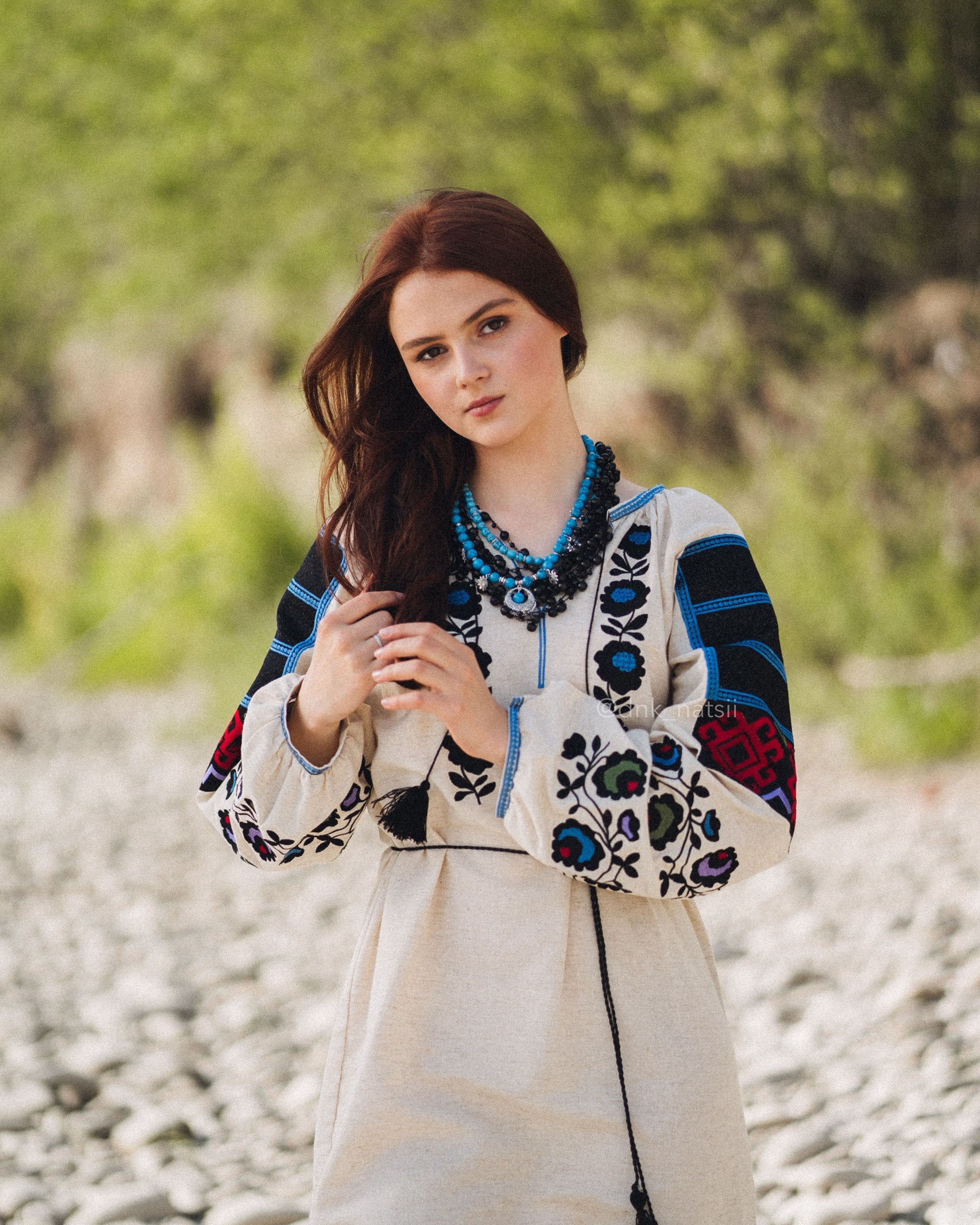 Вишита сукня "Борщівська"(сіра)