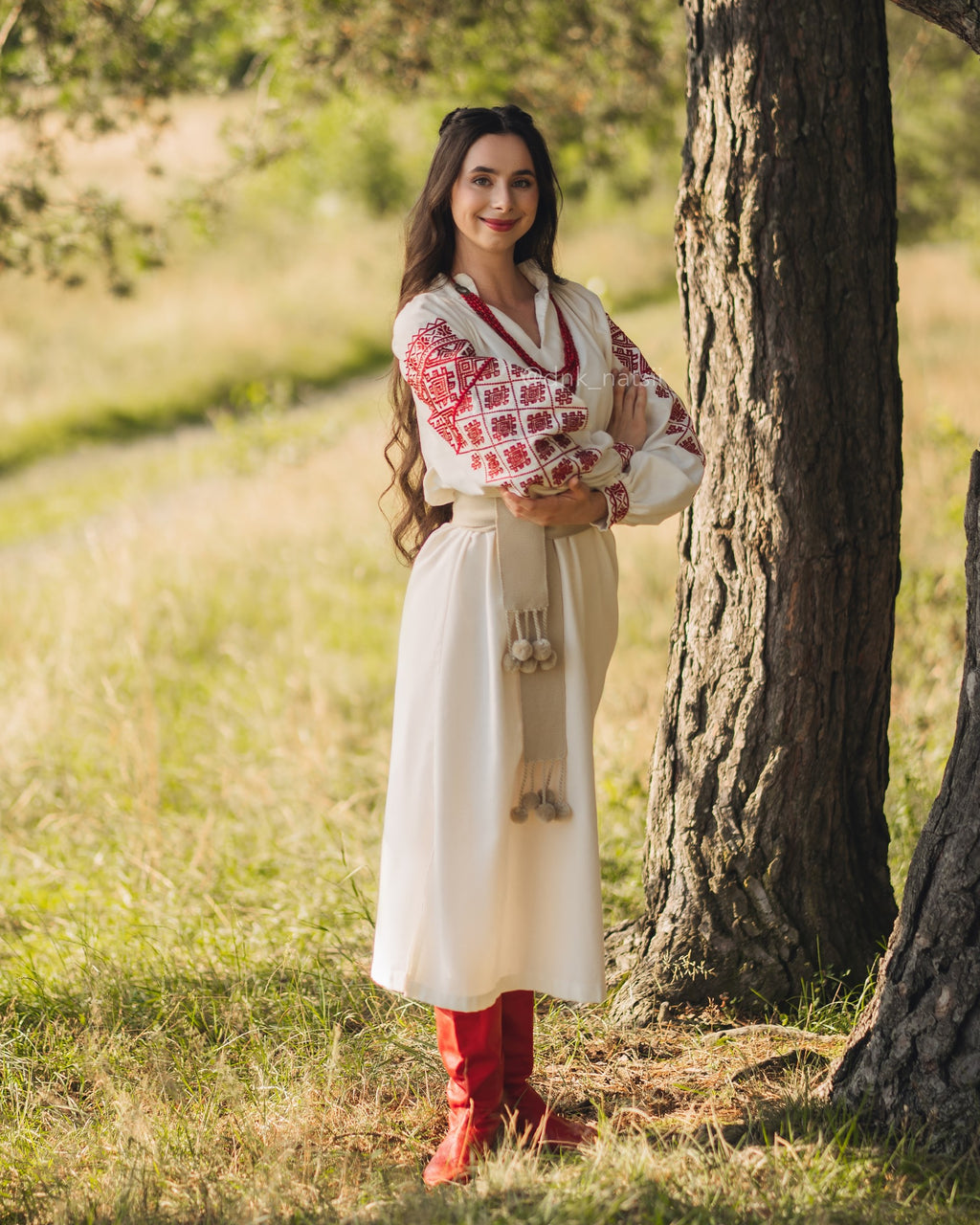 Вишита сукня "Княжа (1)"(молочна)