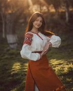 Вишита сукня "Закарпатська (2)"(молочна)