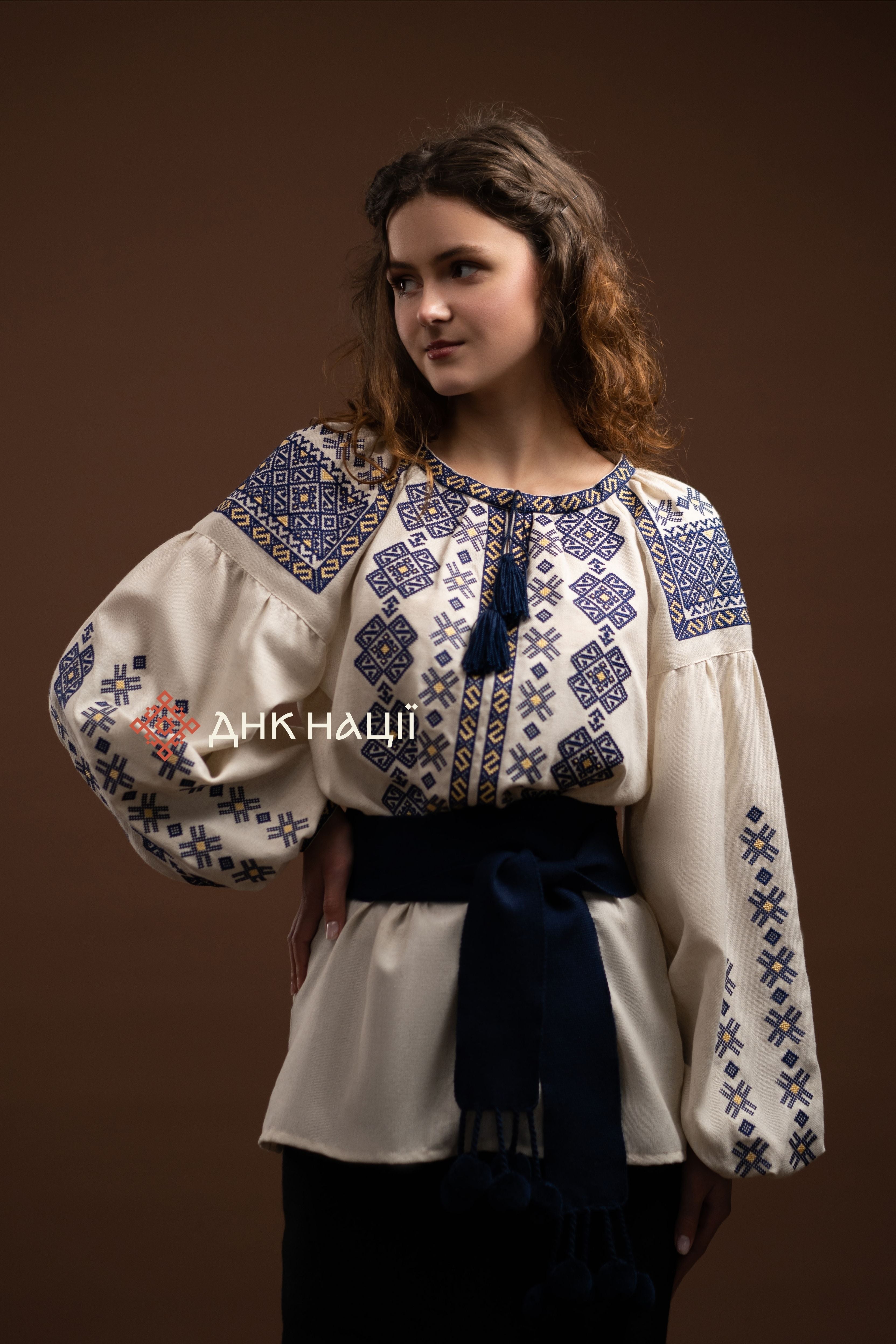 Women’s Embroidered Blouse “Cheremosh (2)” (Beige)