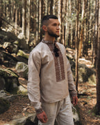 Вишиванка чоловіча "Благовільна"(коричнева)