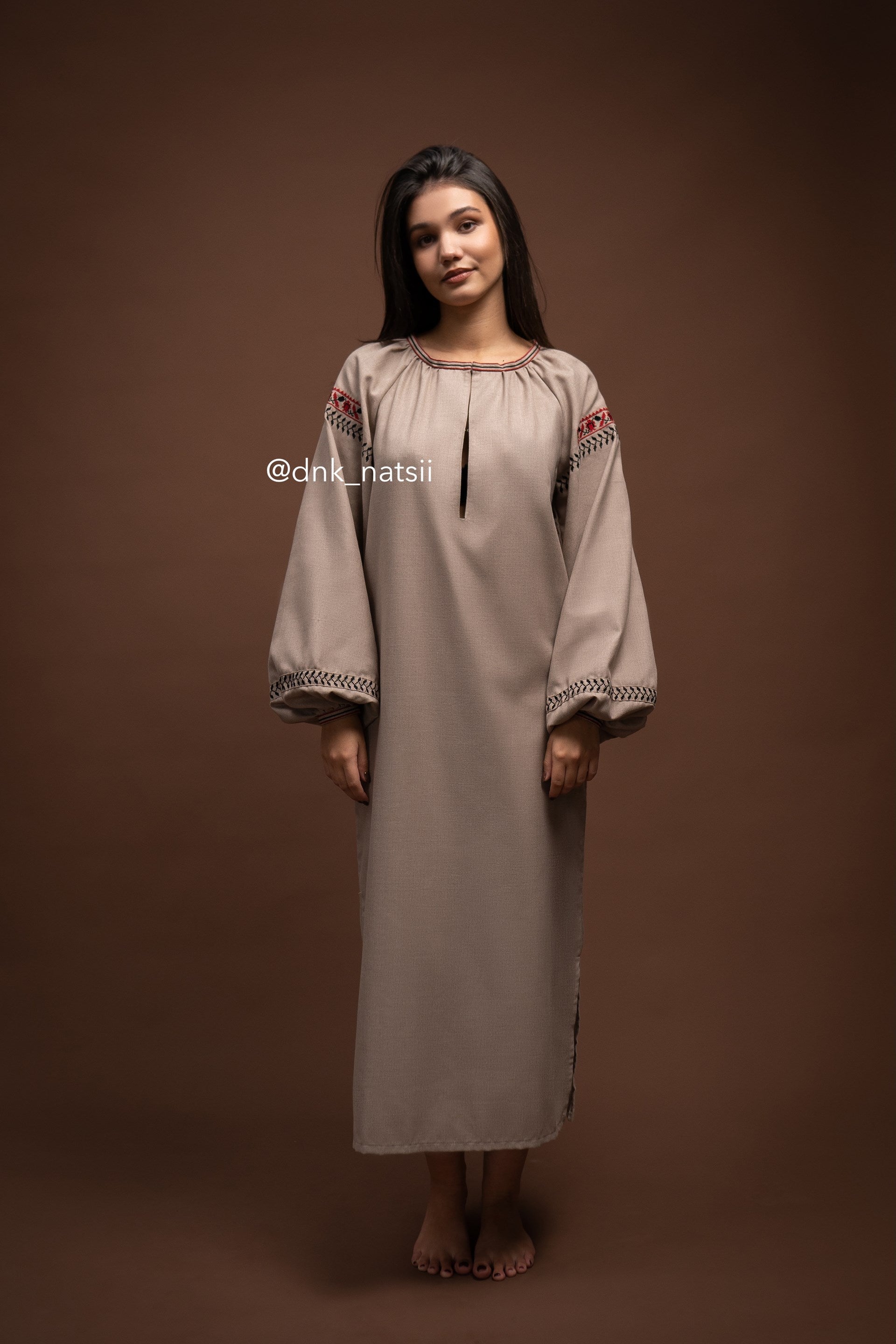 Вишита сукня "Окраса (2)"(коричнева)