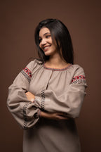 Вишита сукня "Окраса (2)"(коричнева)