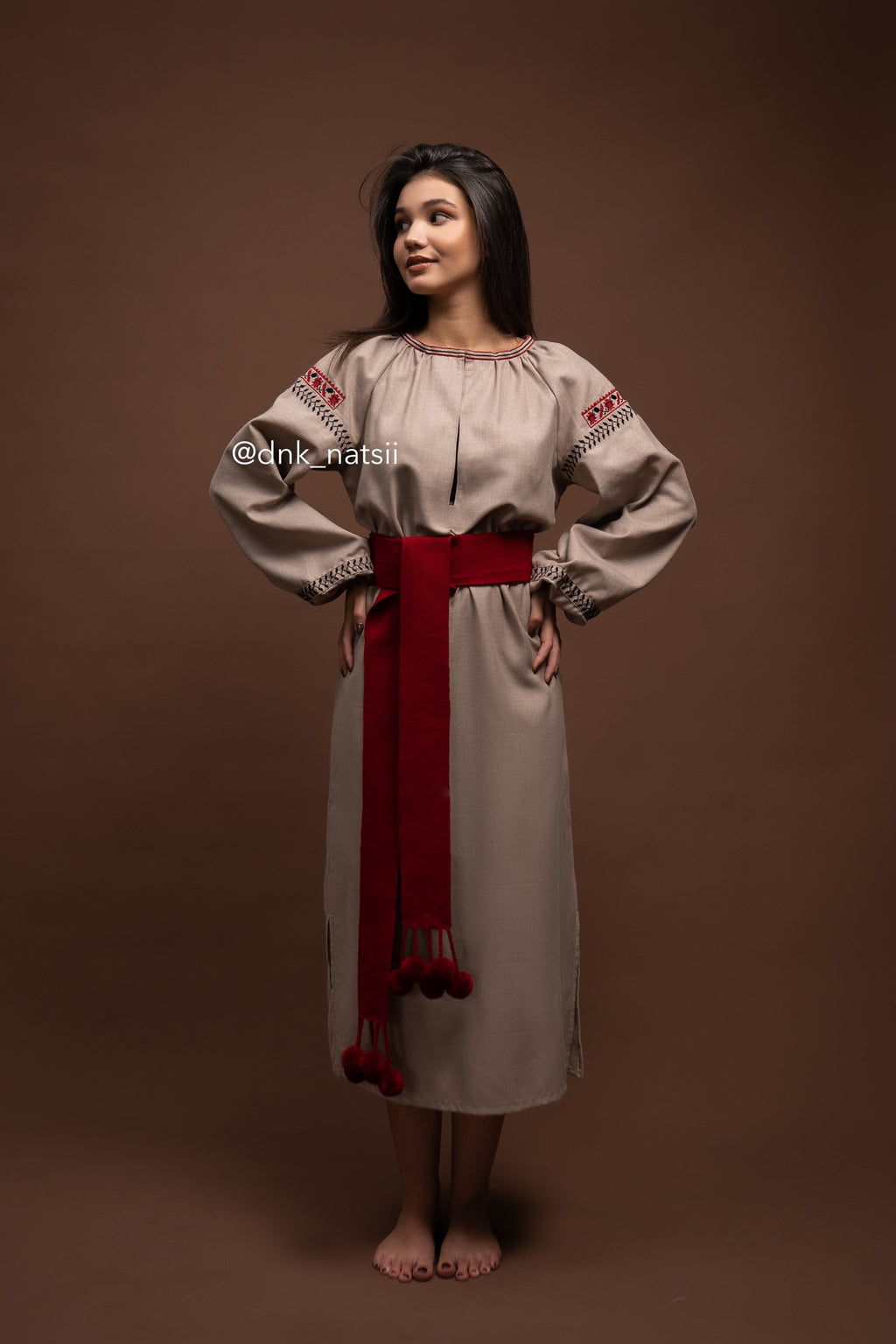 Вишита сукня "Окраса (2)"(коричнева)