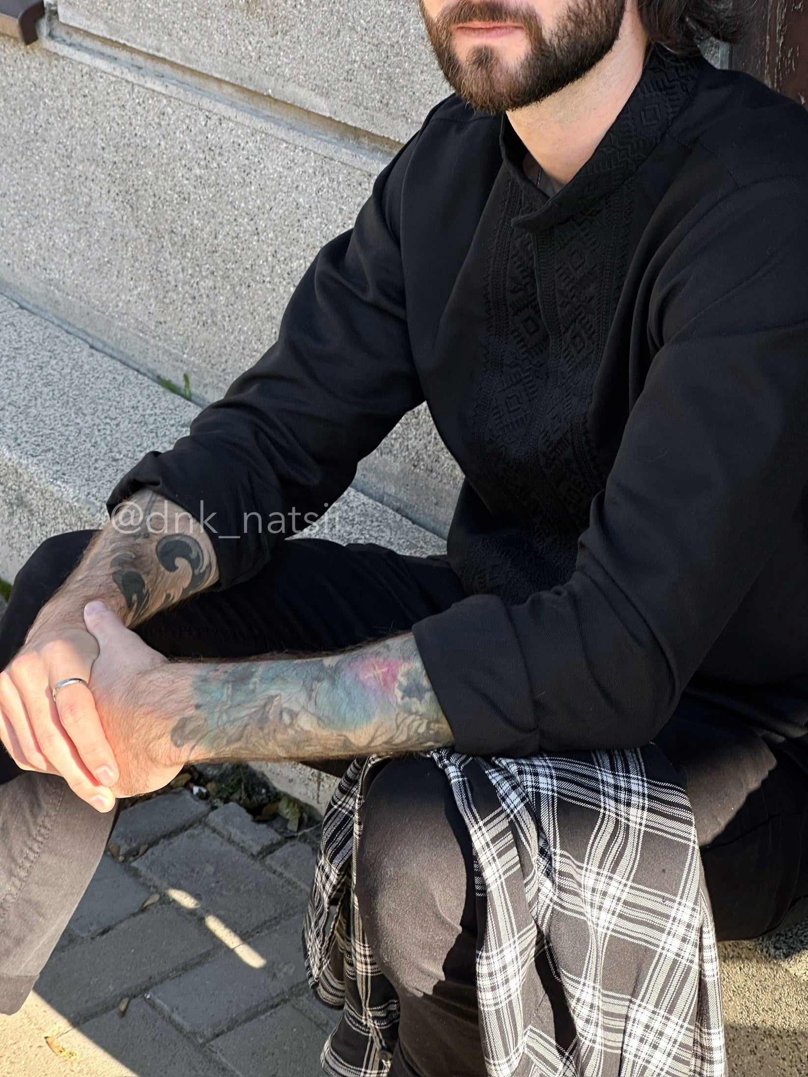 Сорочка чоловіча чорна Десна (2) (РОЗПРОДАЖ ОГ - 95)